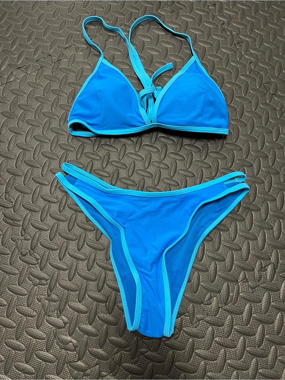Amazon Blue Two-Piece Triangle Bikini Set